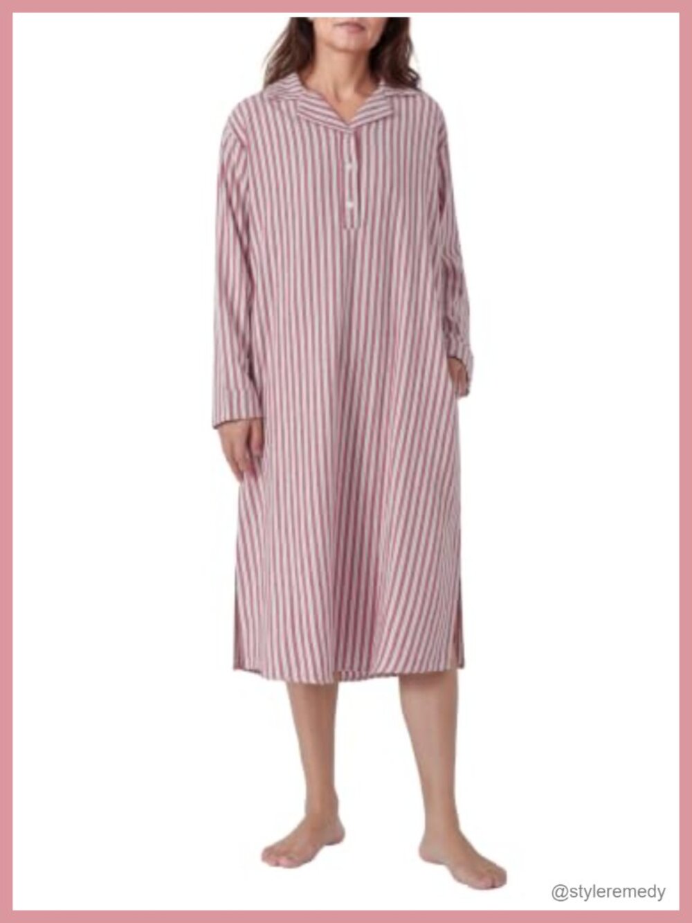 Flannel Nightgown Long Sleeve Petite Pockets Sleepwear